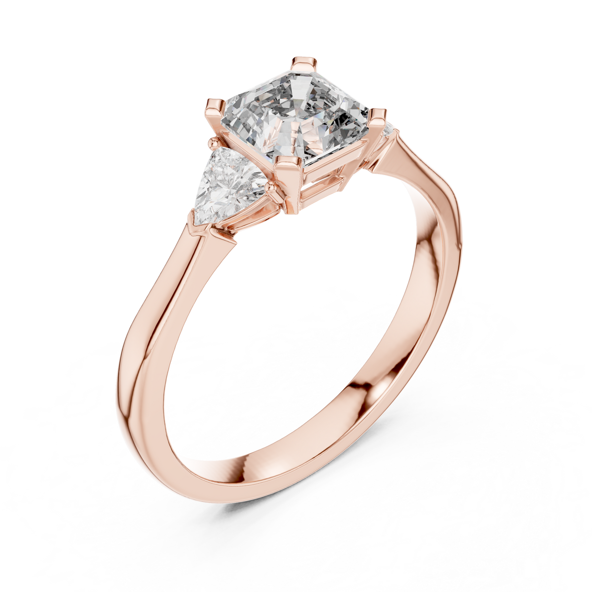 Asscher Cut Three-Stone Diamond Ring
