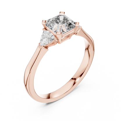 Asscher Cut Three-Stone Diamond Ring