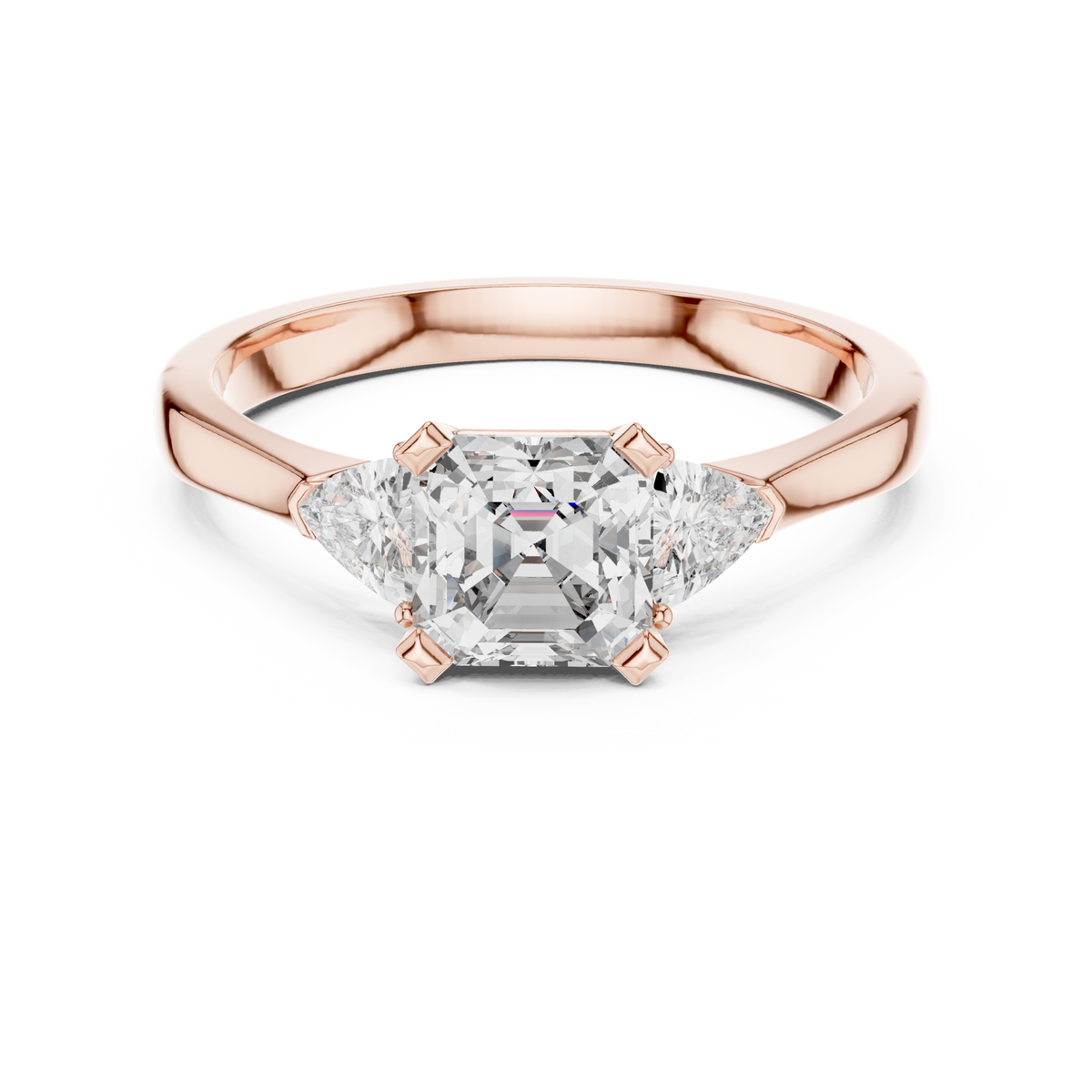 Asscher Cut Three-Stone Diamond Ring