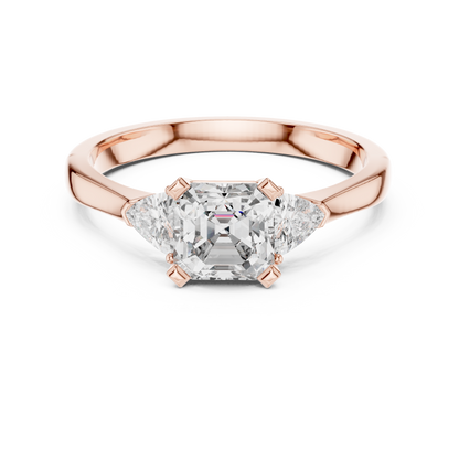 Asscher Cut Three-Stone Diamond Ring