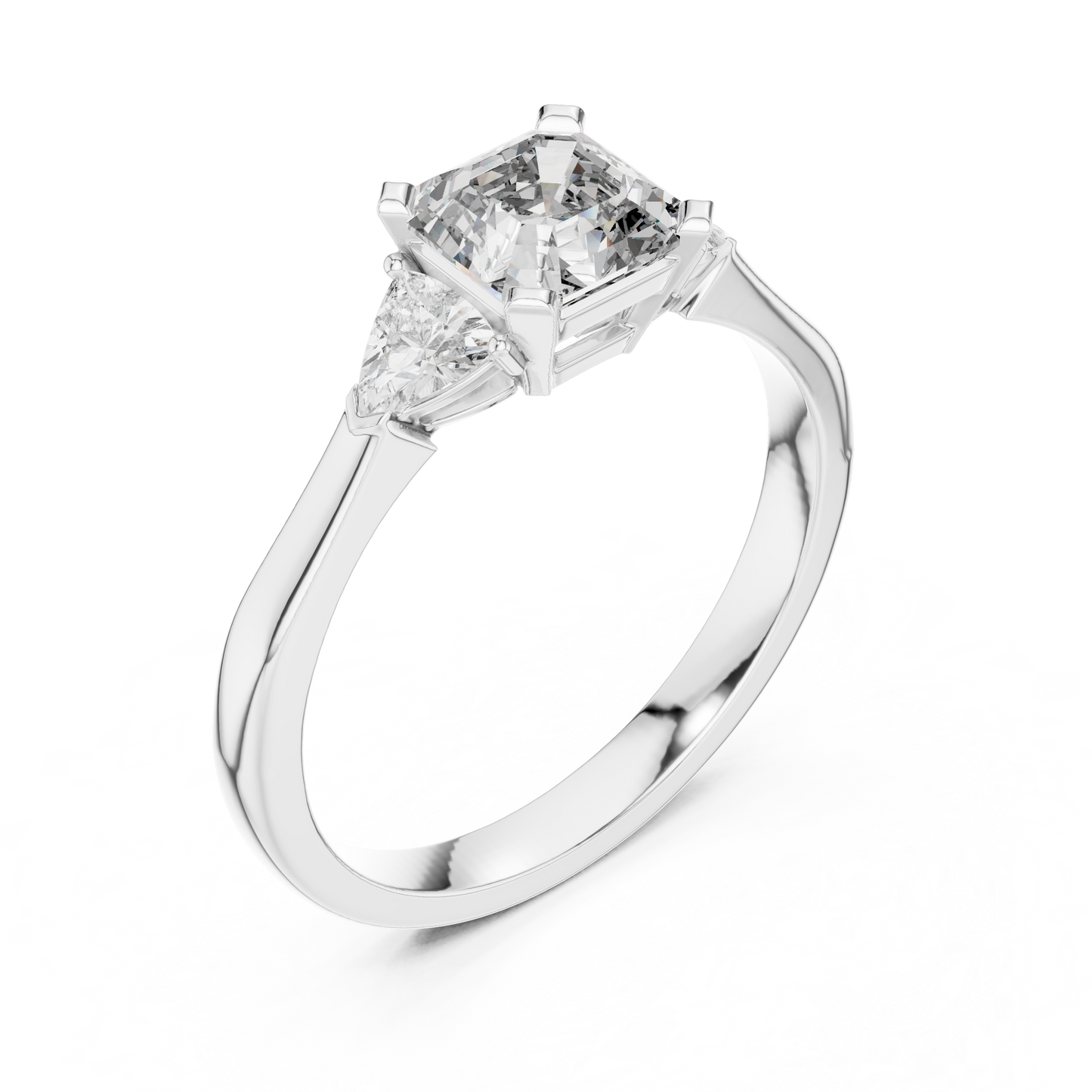 Asscher Cut Three-Stone Diamond Ring