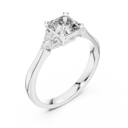Asscher Cut Three-Stone Diamond Ring