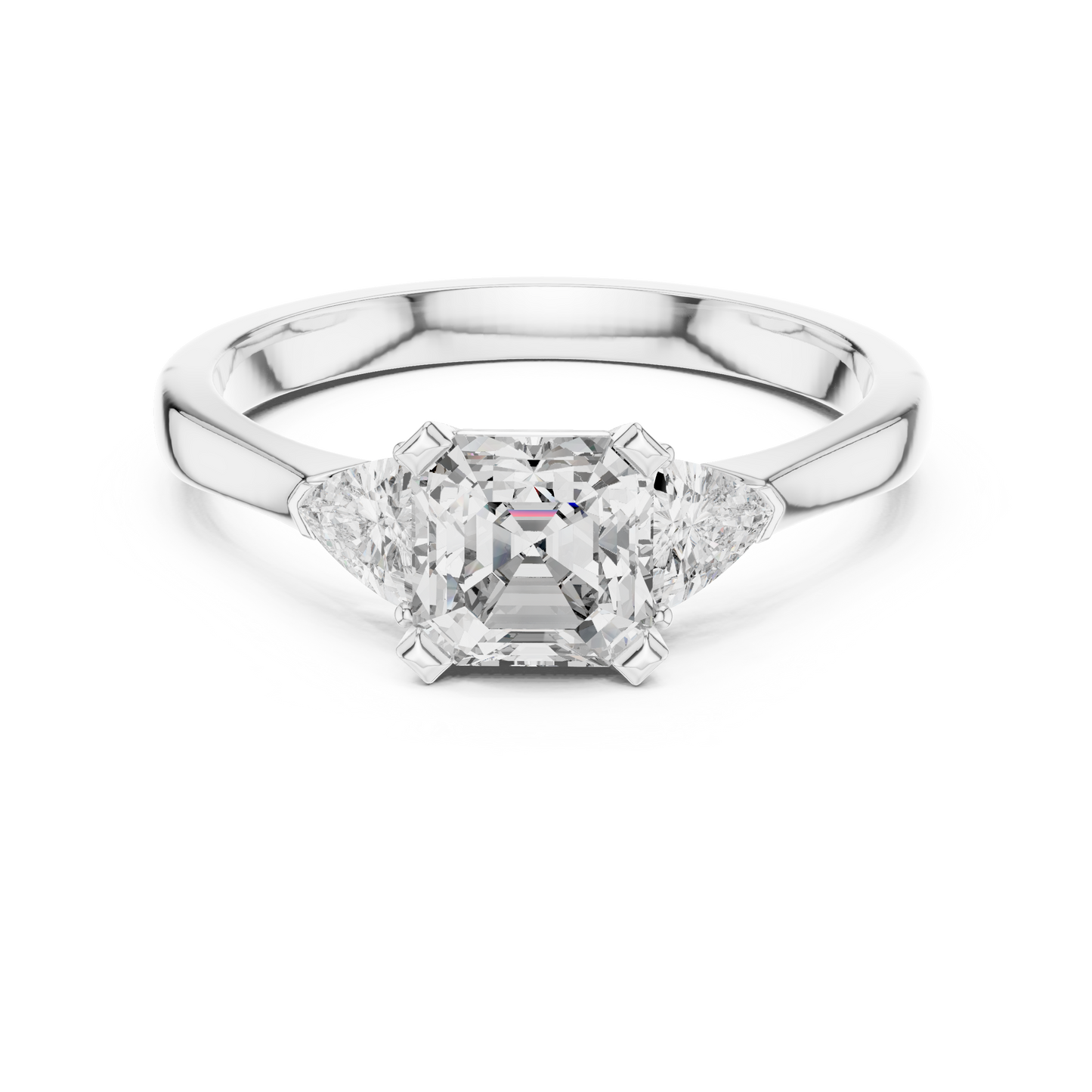 Asscher Cut Three-Stone Diamond Ring