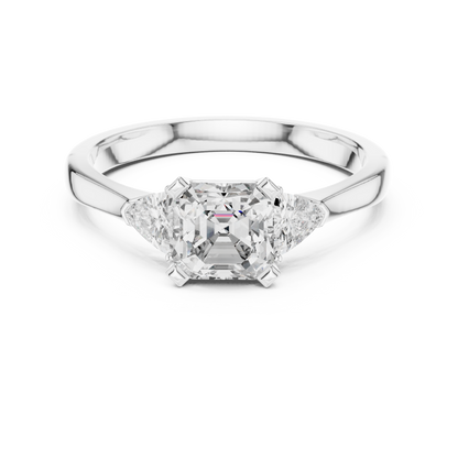 Asscher Cut Three-Stone Diamond Ring