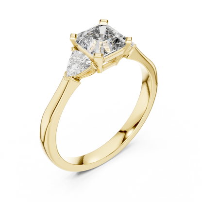 Asscher Cut Three-Stone Diamond Ring