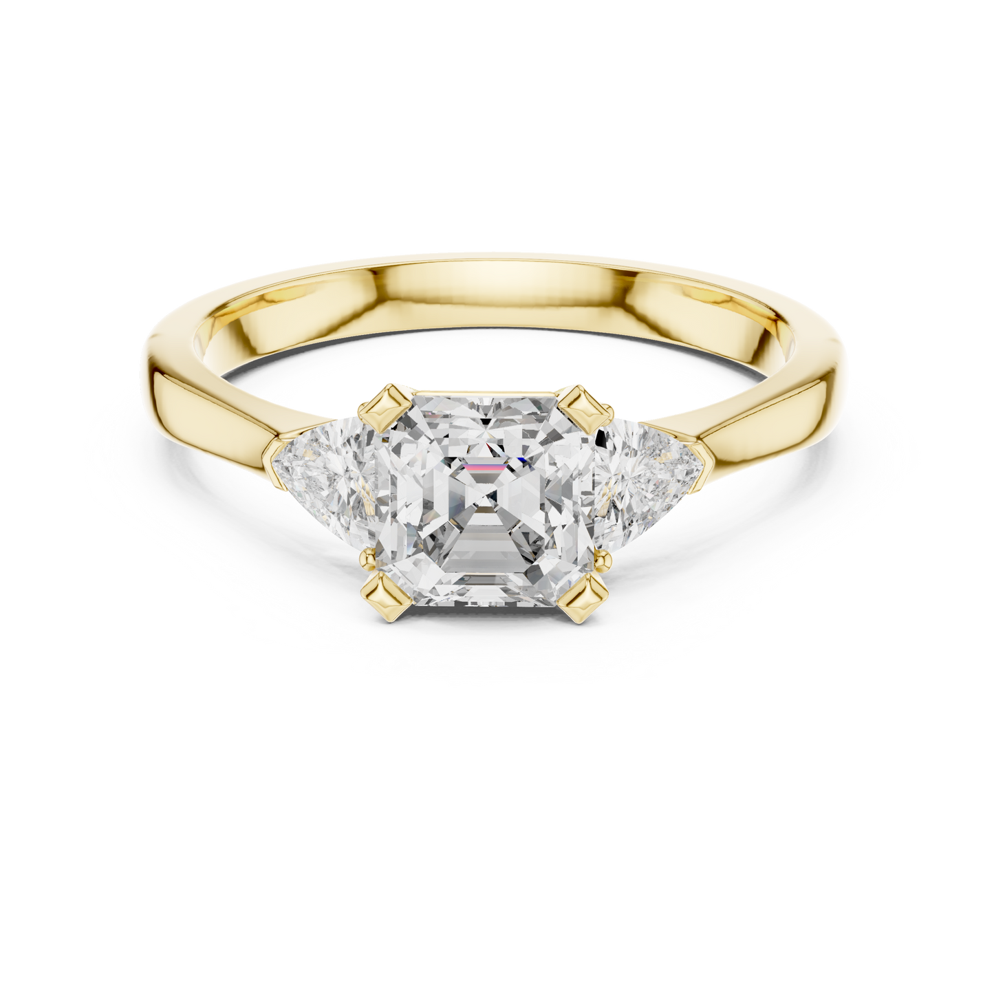 Asscher Cut Three-Stone Diamond Ring