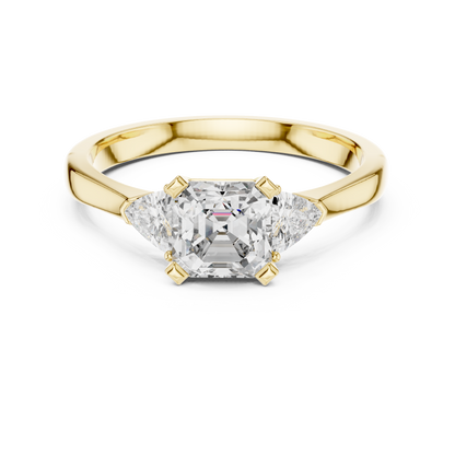 Asscher Cut Three-Stone Diamond Ring