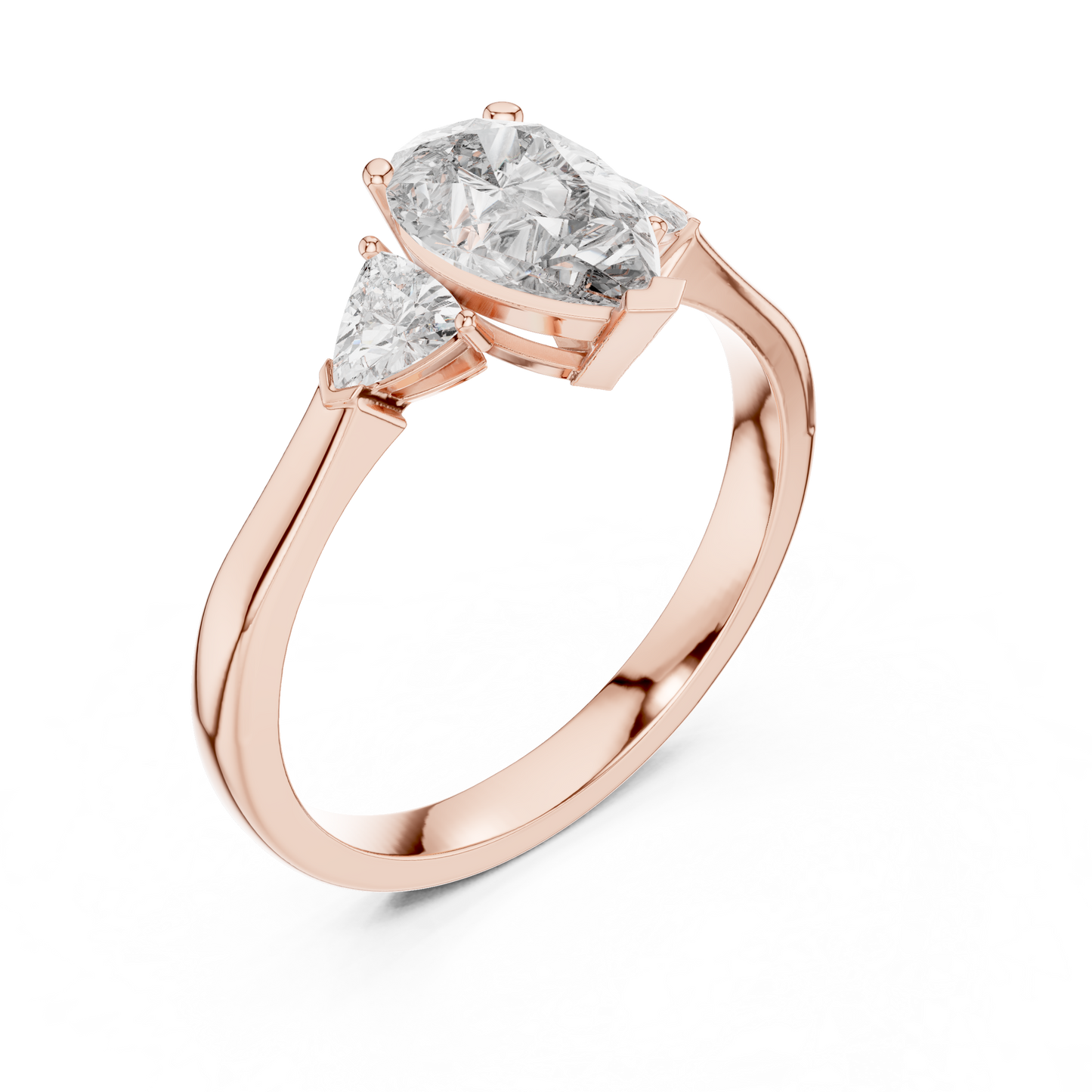 Pear Cut Three-Stone Diamond Ring