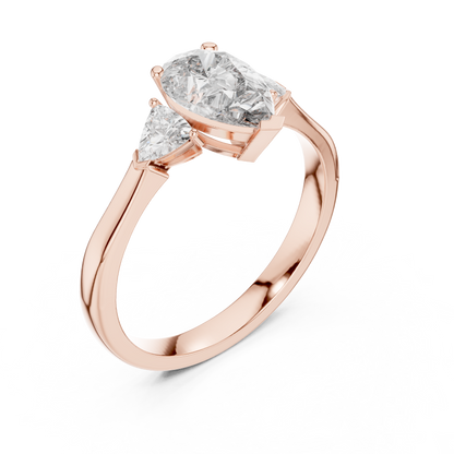 Pear Cut Three-Stone Diamond Ring