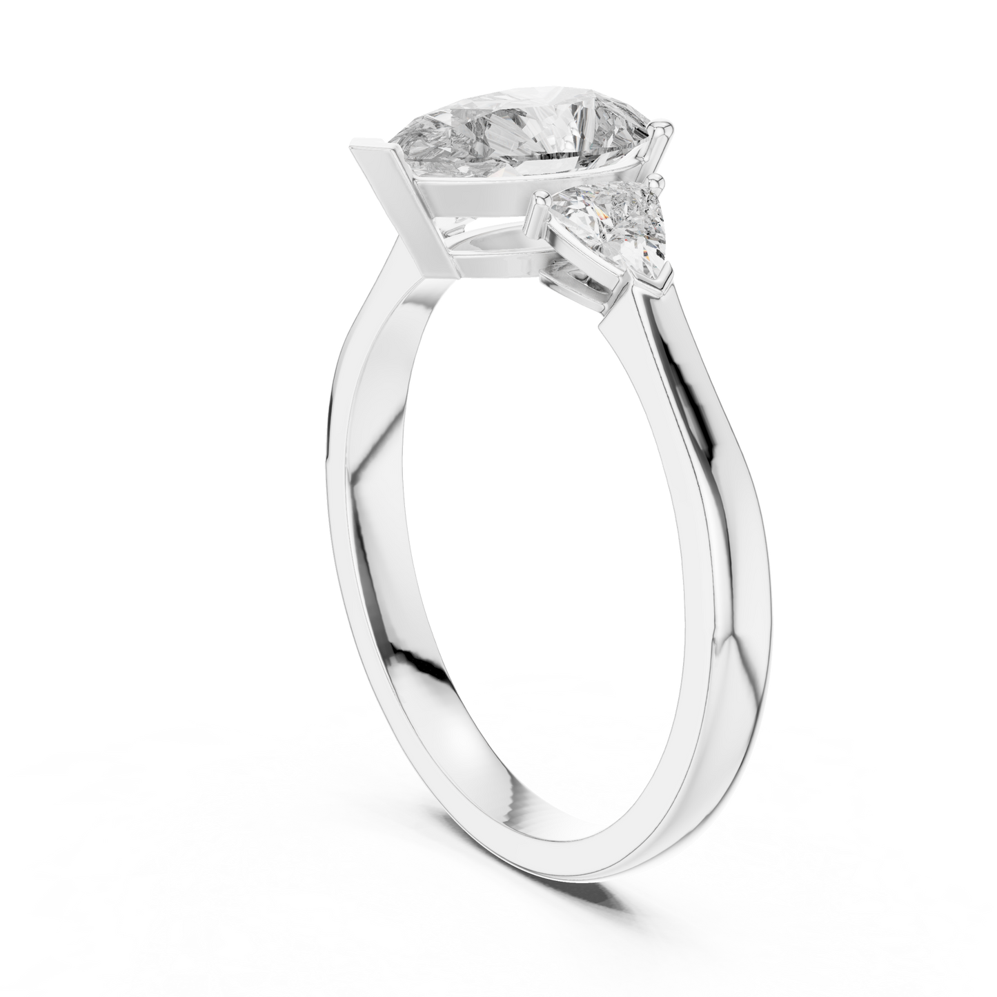 Pear Cut Three-Stone Diamond Ring