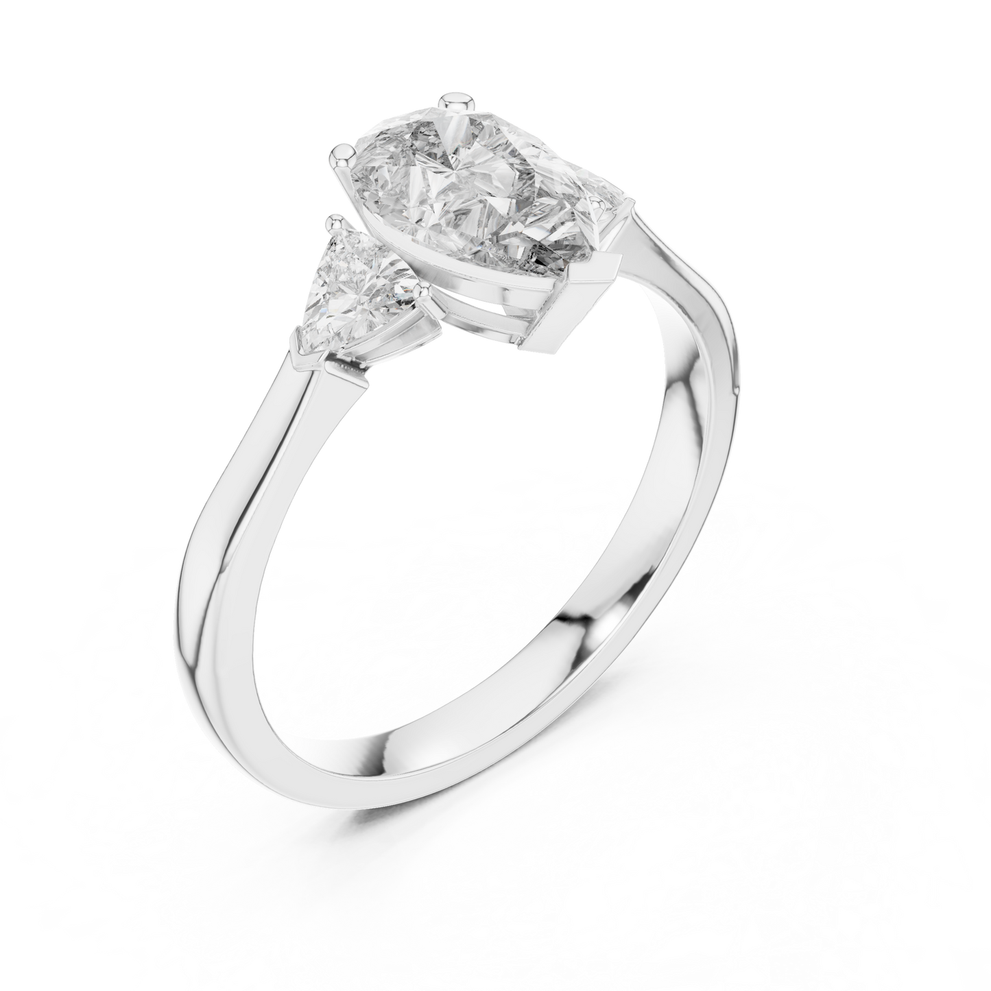 Pear Cut Three-Stone Diamond Ring