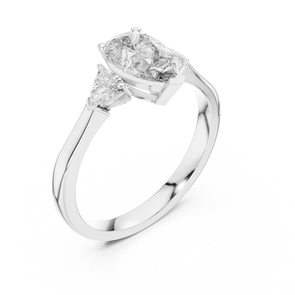 Pear Cut Three-Stone Diamond Ring