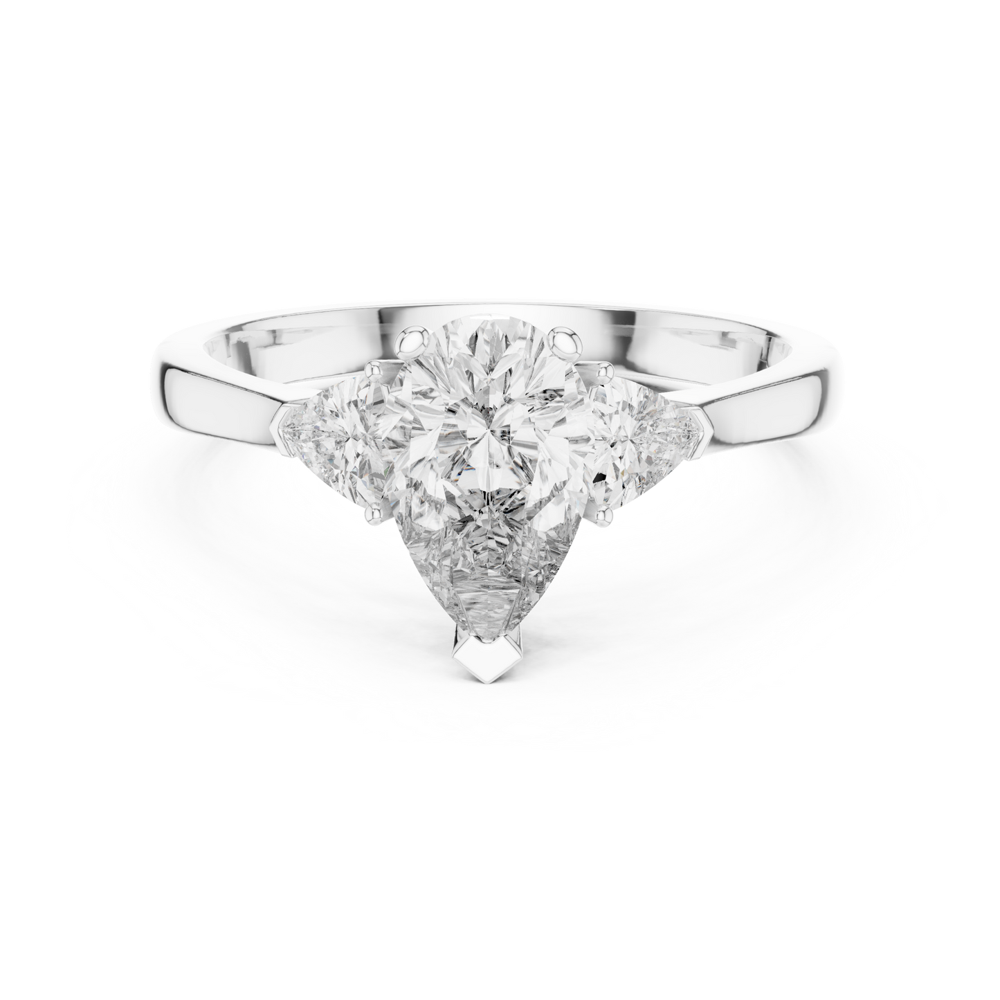 Pear Cut Three-Stone Diamond Ring