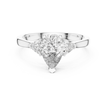 Pear Cut Three-Stone Diamond Ring