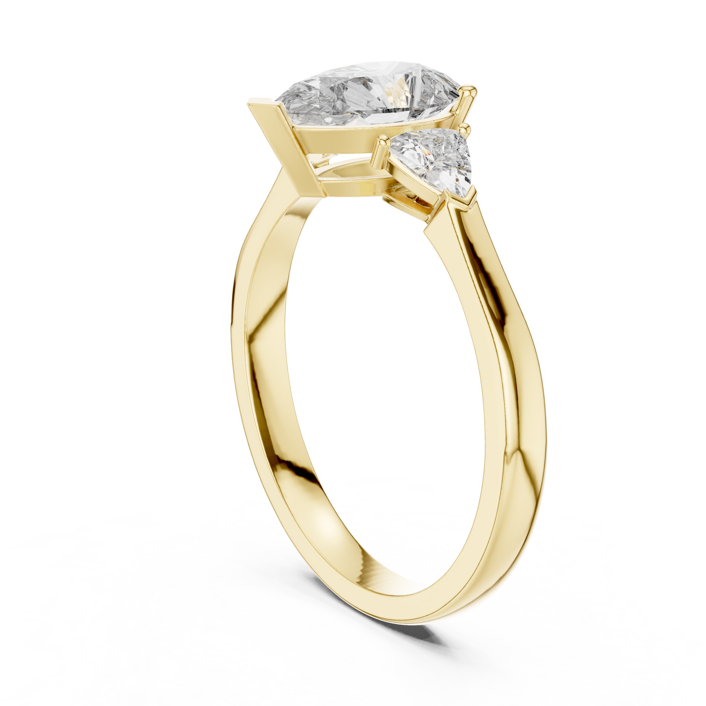 Pear Cut Three-Stone Diamond Ring