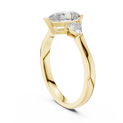 Pear Cut Three-Stone Diamond Ring