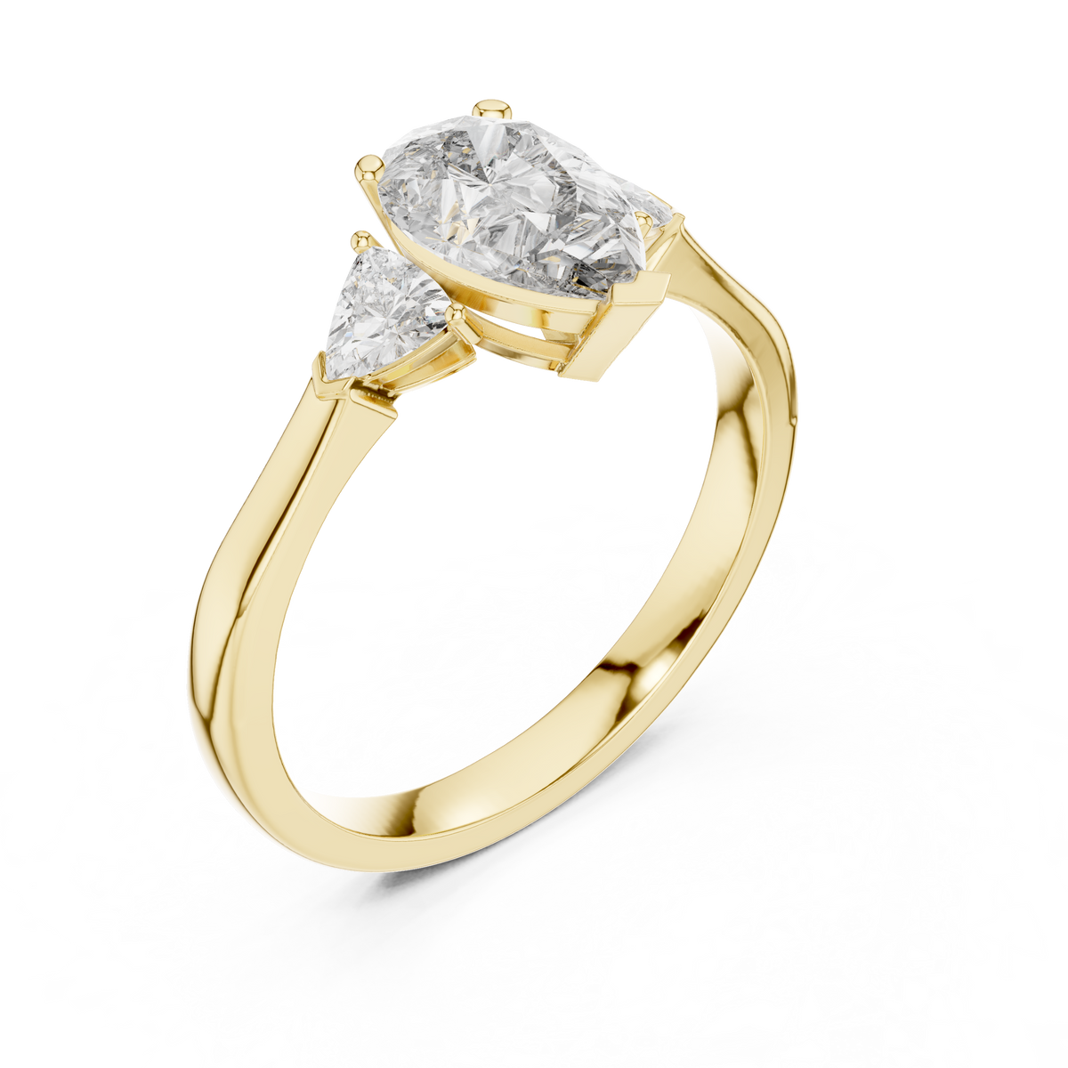 Pear Cut Three-Stone Diamond Ring