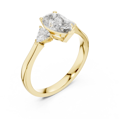 Pear Cut Three-Stone Diamond Ring