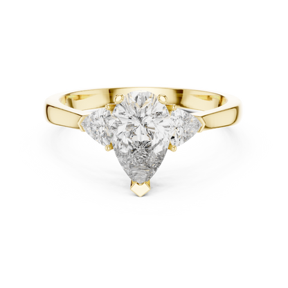 Pear Cut Three-Stone Diamond Ring