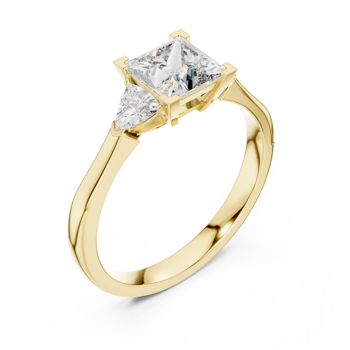 Princess Cut Three-Stone Diamond Ring