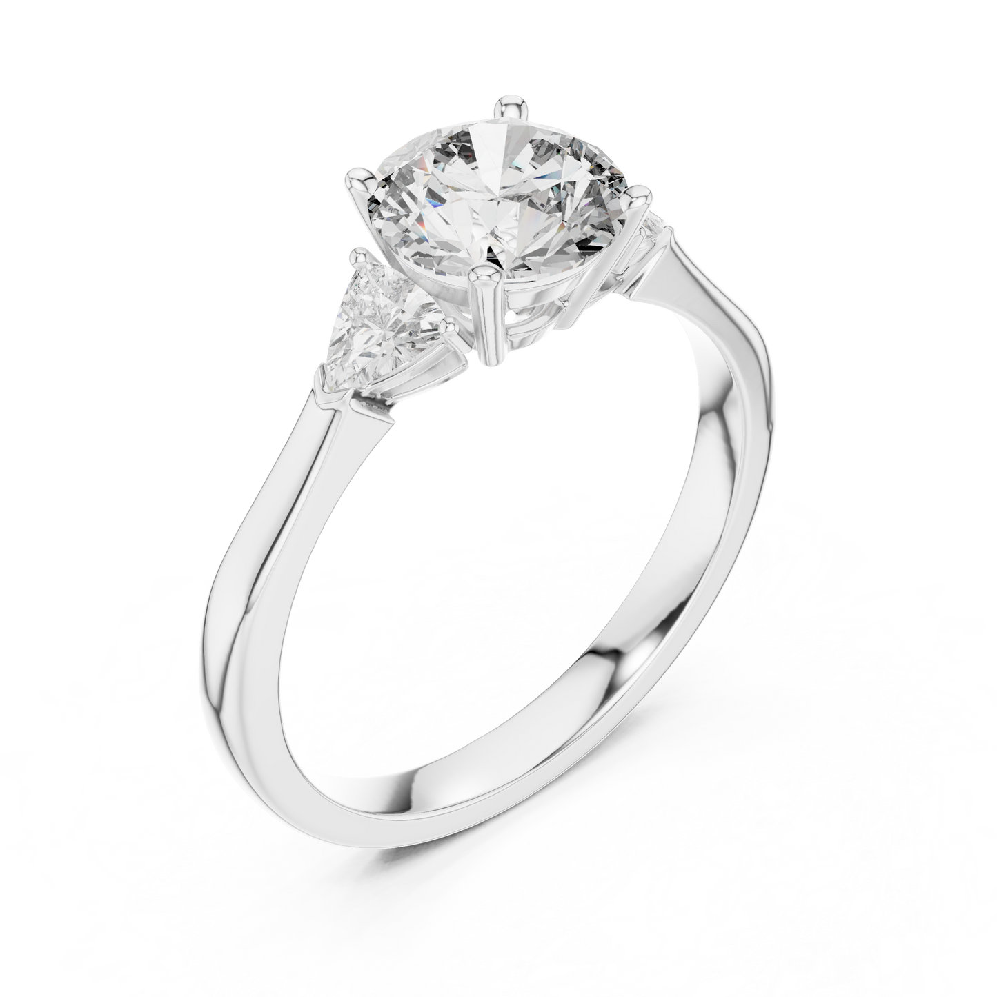 Round Cut Three-Stone Diamond Ring