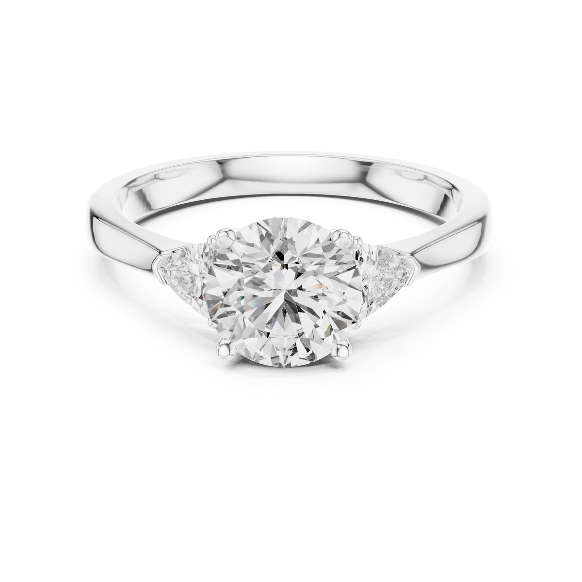 Round Cut Three-Stone Diamond Ring