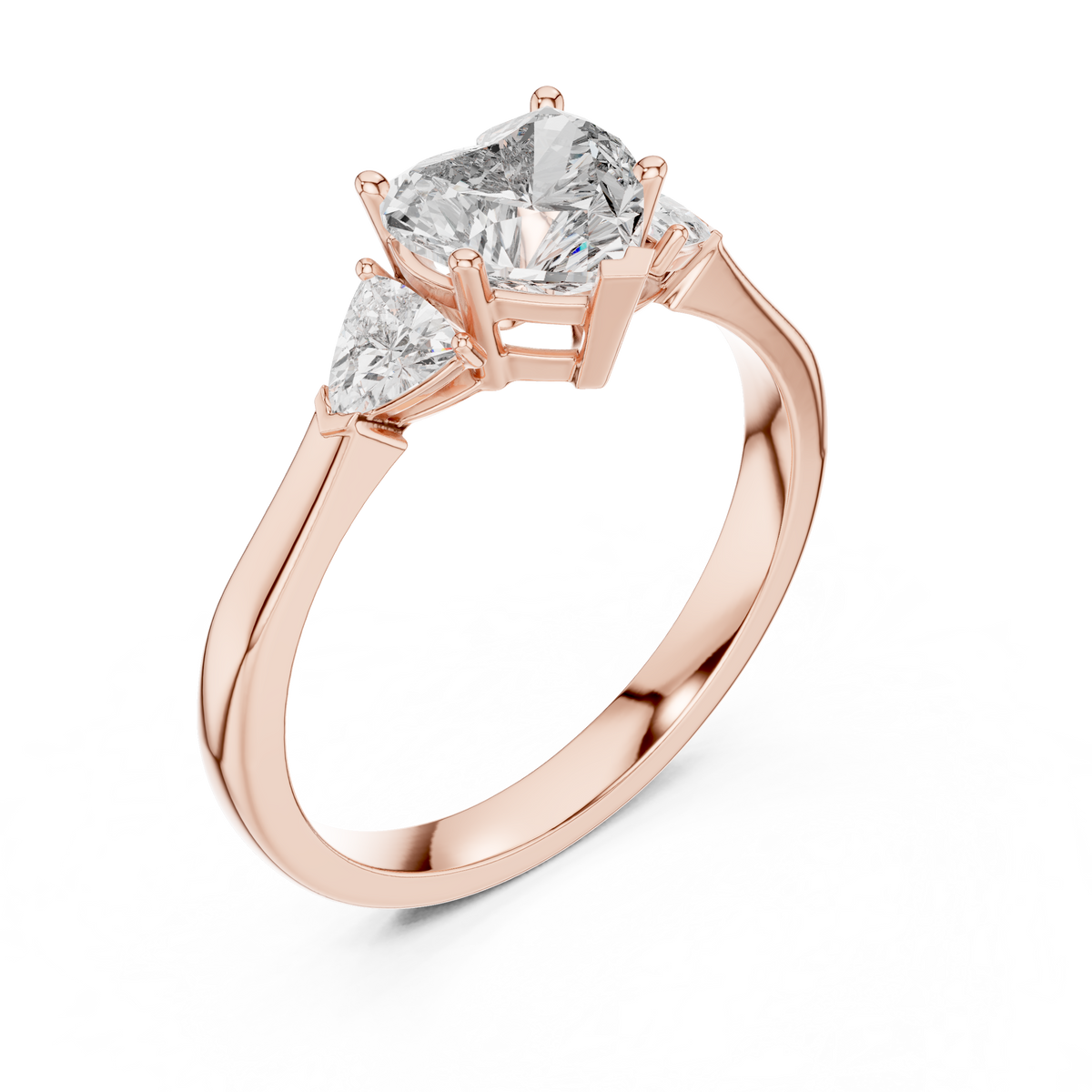 Heart Cut Three-Stone Diamond Ring