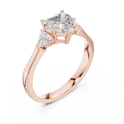 Heart Cut Three-Stone Diamond Ring