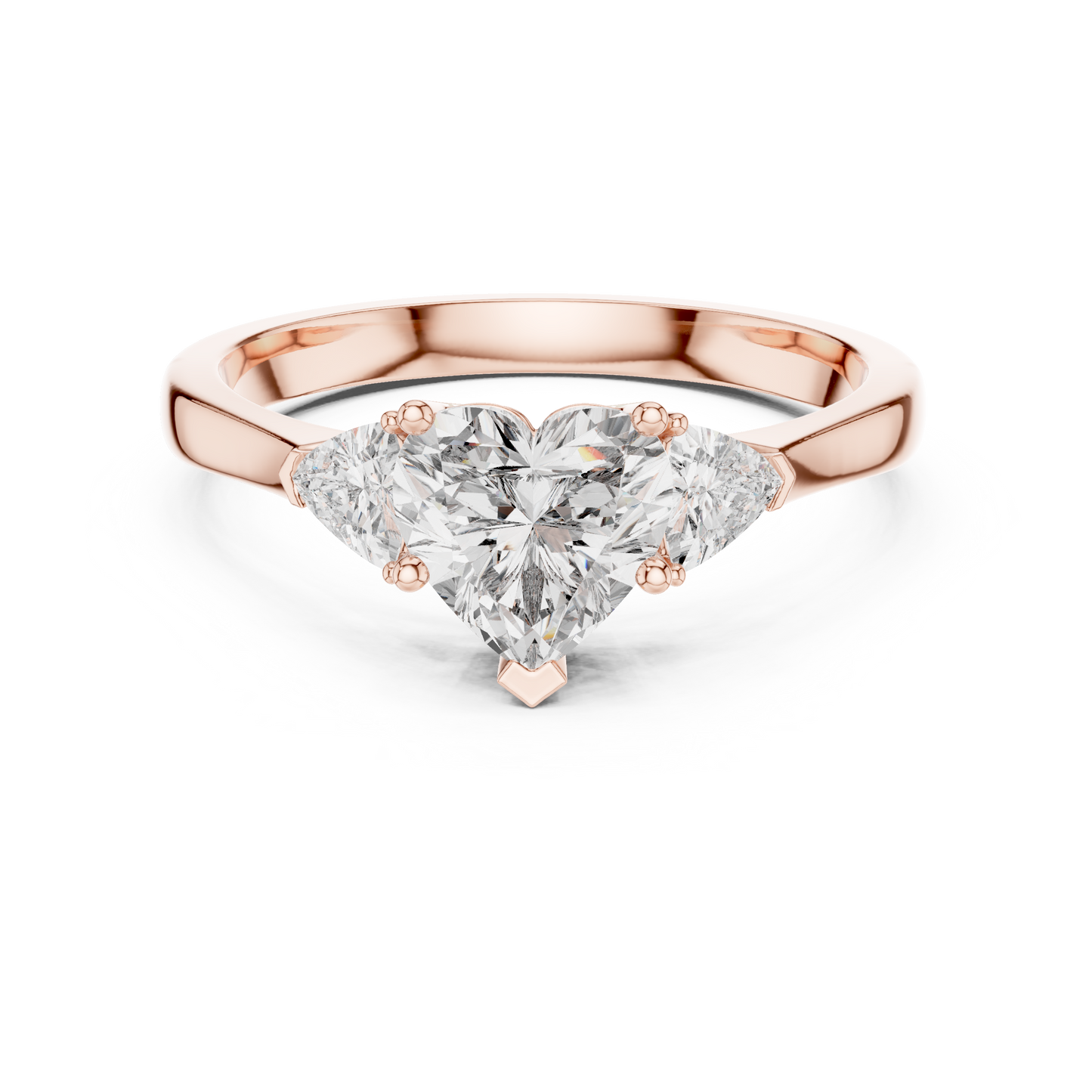 Heart Cut Three-Stone Diamond Ring