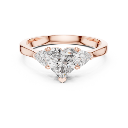 Heart Cut Three-Stone Diamond Ring