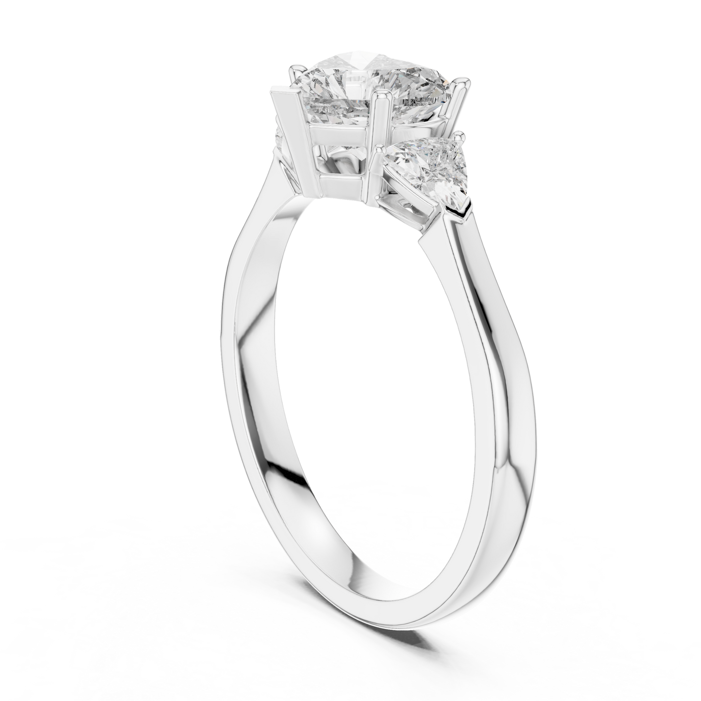 Heart Cut Three-Stone Diamond Ring