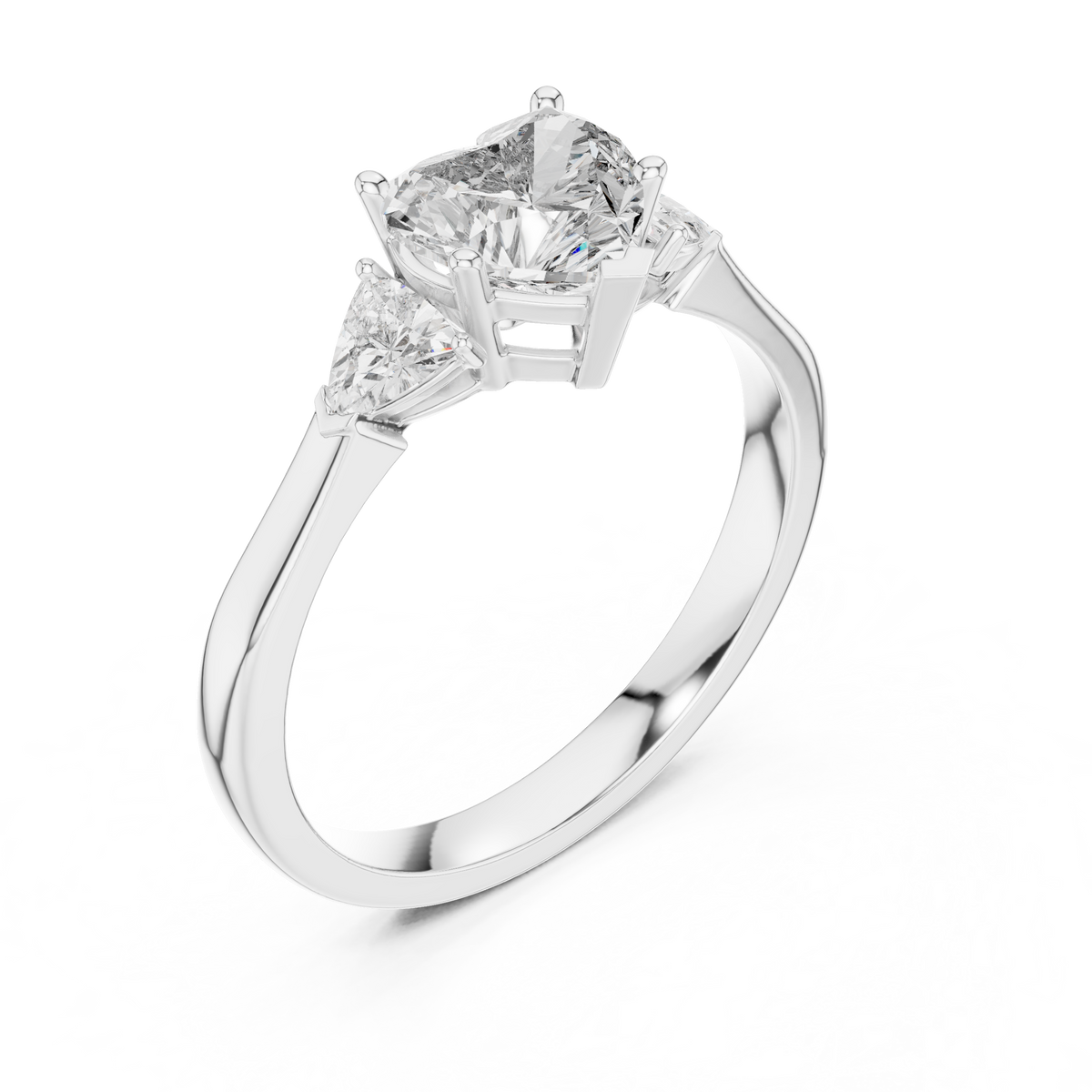 Heart Cut Three-Stone Diamond Ring