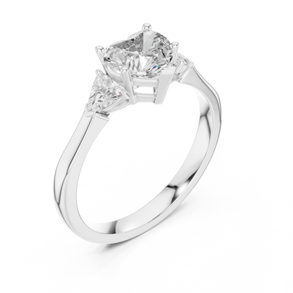 Heart Cut Three-Stone Diamond Ring