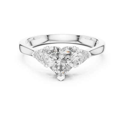 Heart Cut Three-Stone Diamond Ring