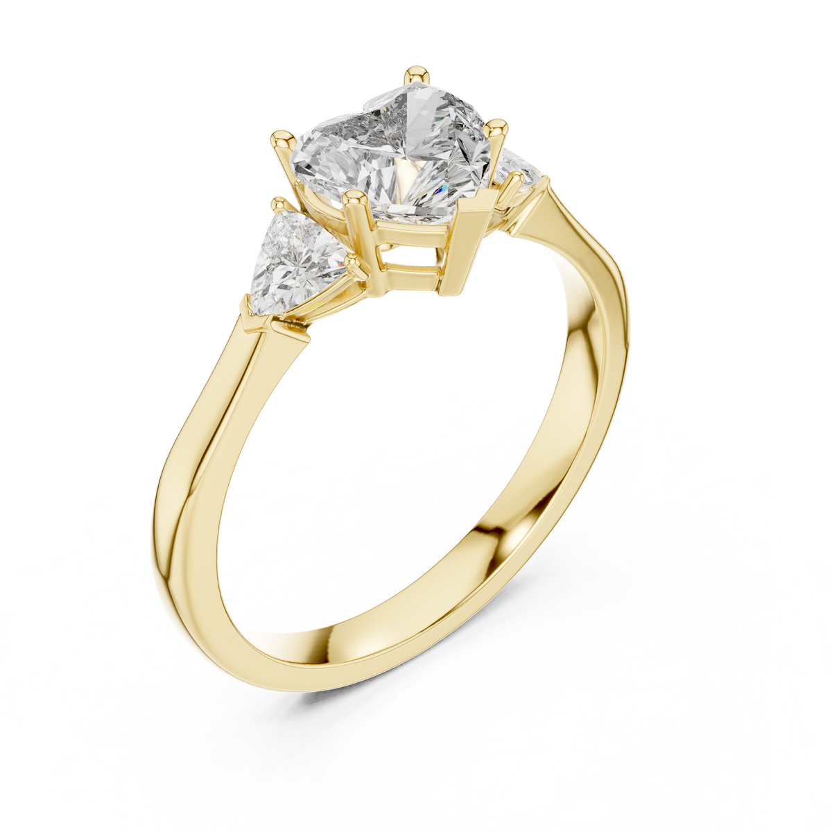 Heart Cut Three-Stone Diamond Ring