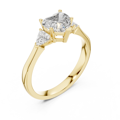 Heart Cut Three-Stone Diamond Ring
