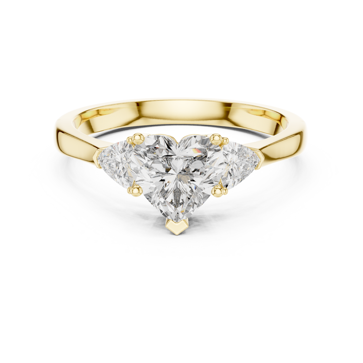 Heart Cut Three-Stone Diamond Ring