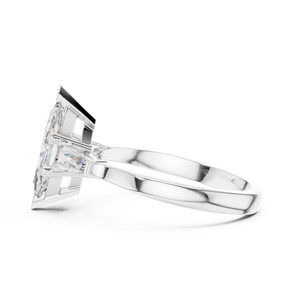 Marquise Cut Three-Stone Diamond Ring with Baguettes