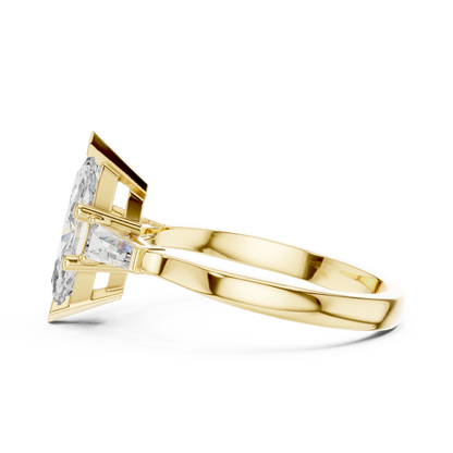 Marquise Cut Three-Stone Diamond Ring with Baguettes