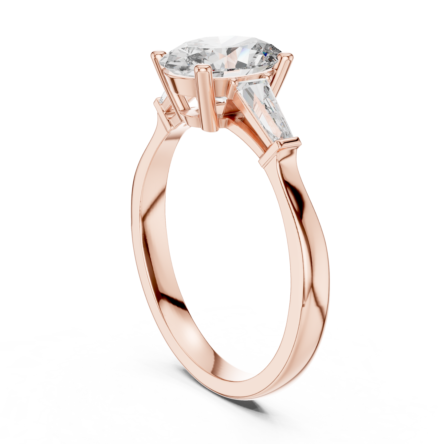 Oval Cut Three-Stone Diamond Ring with Baguettes