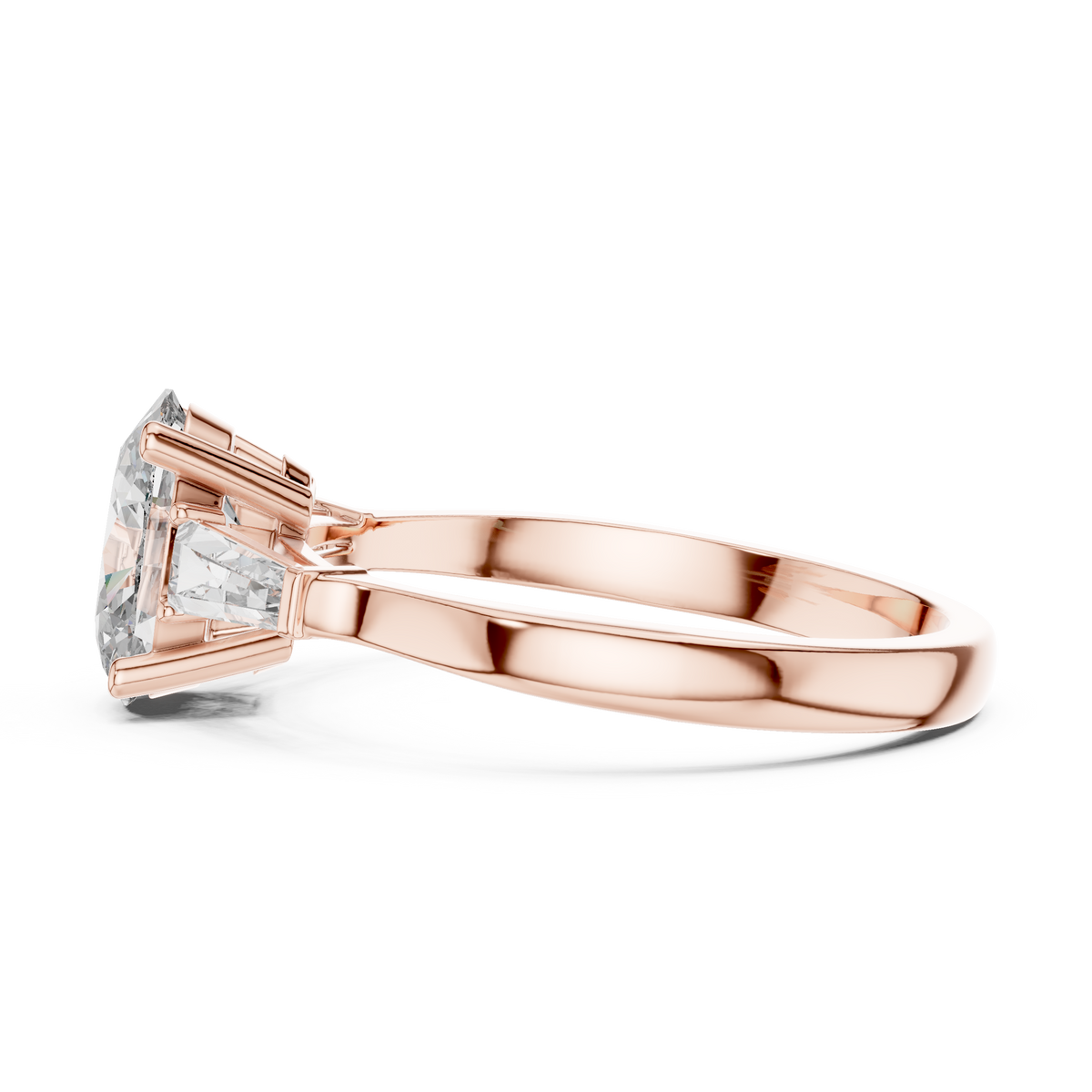 Oval Cut Three-Stone Diamond Ring with Baguettes