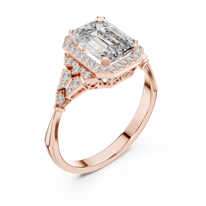 Regal Emerald Halo Ring