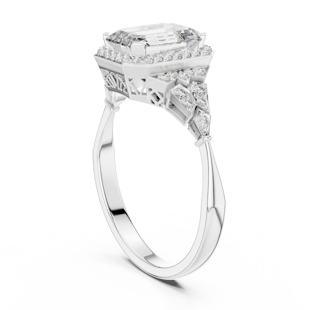 Regal Emerald Halo Ring