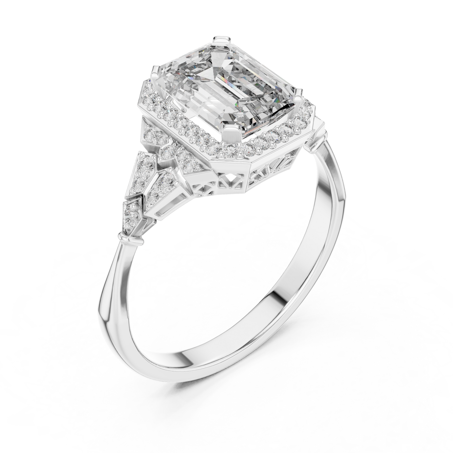 Regal Emerald Halo Ring