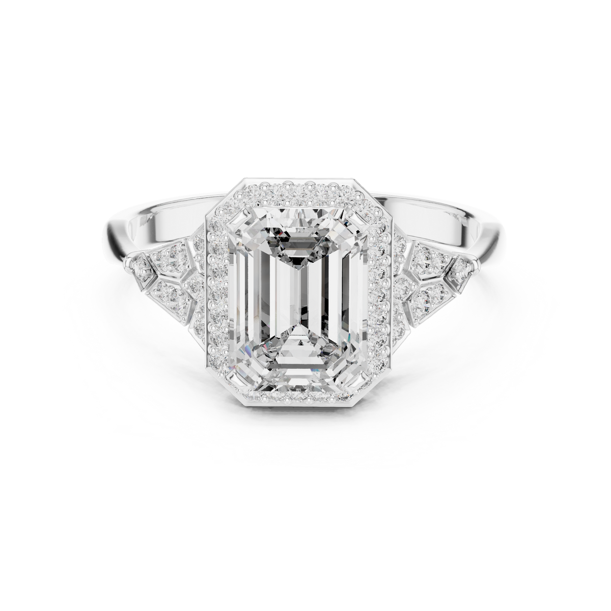 Regal Emerald Halo Ring