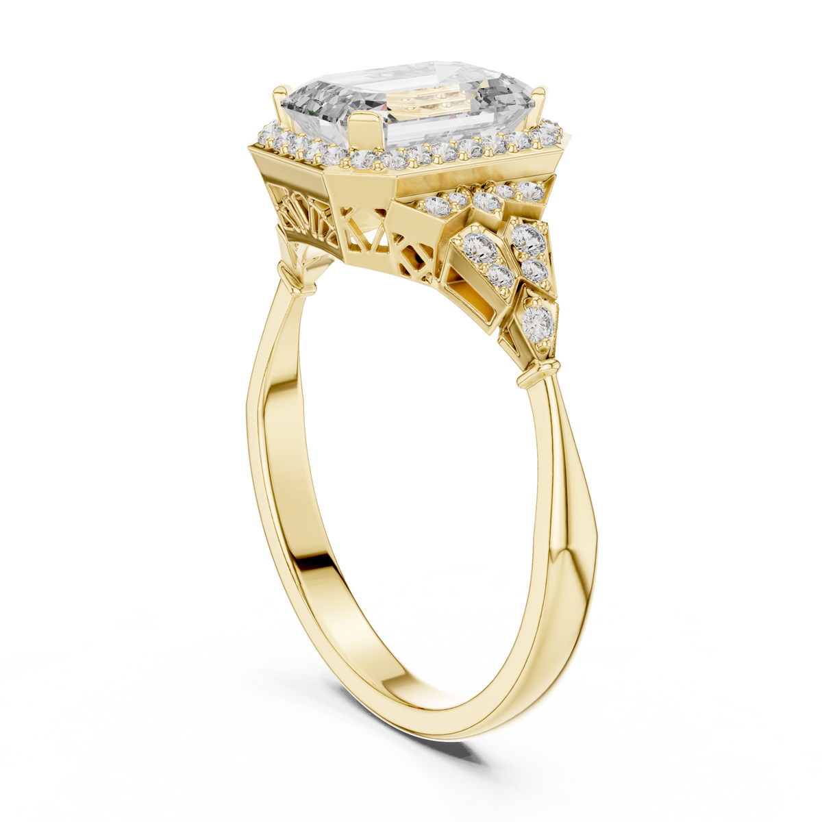 Regal Emerald Halo Ring