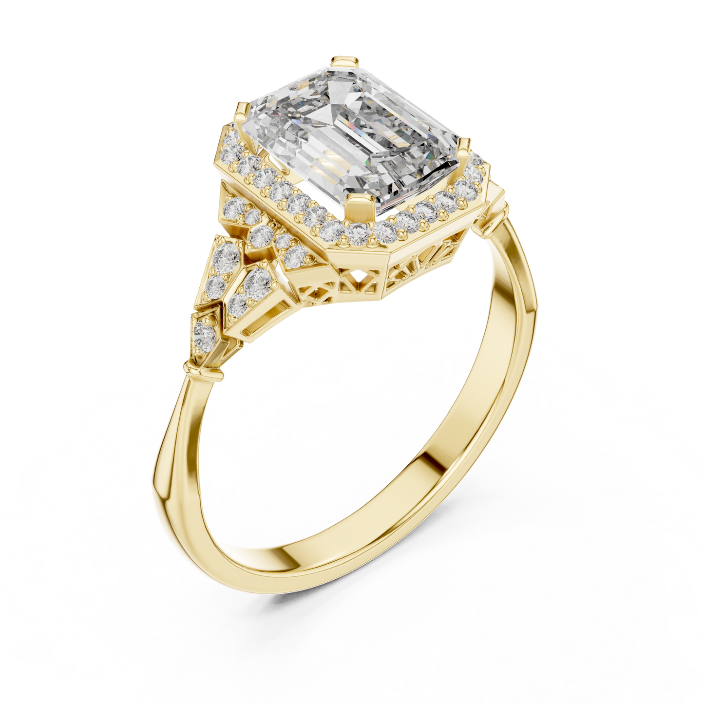 Regal Emerald Halo Ring