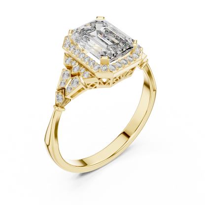 Regal Emerald Halo Ring