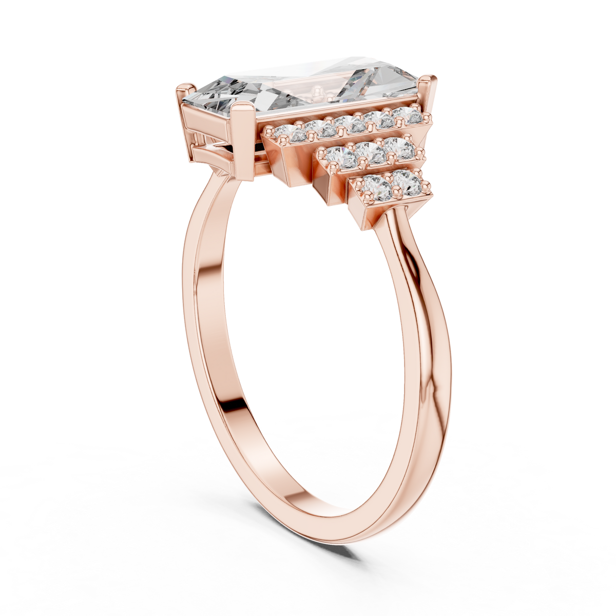 Radiant Steps Emerald Ring