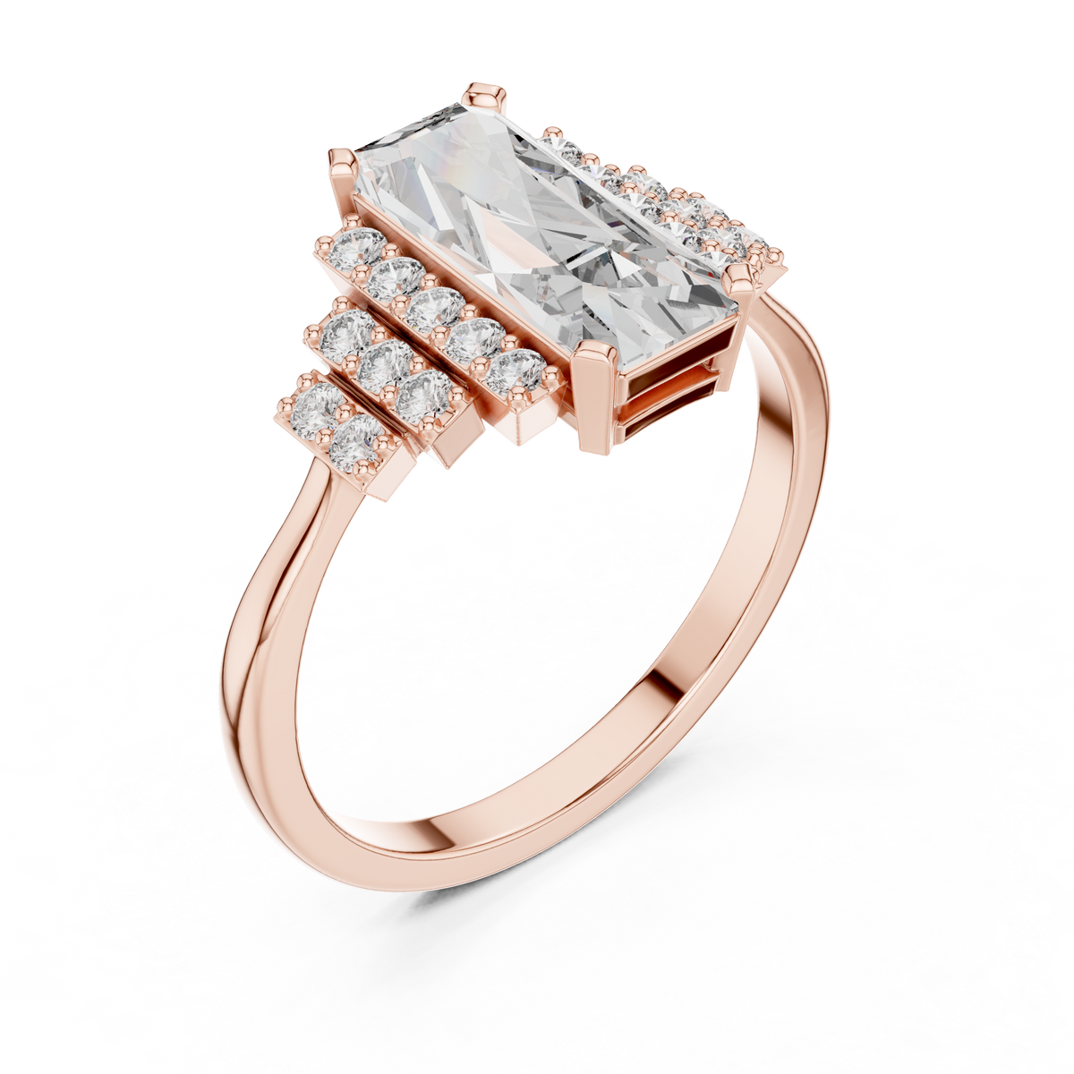 Radiant Steps Emerald Ring